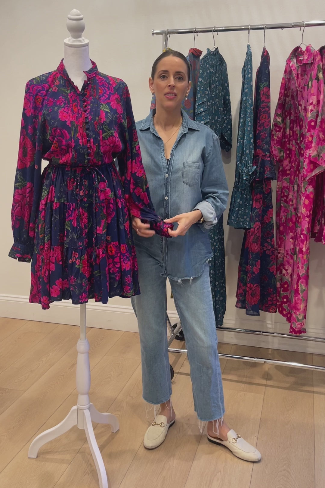 Favorite Louisa Belted Tunic Mini Dress in Floral by Hermoza