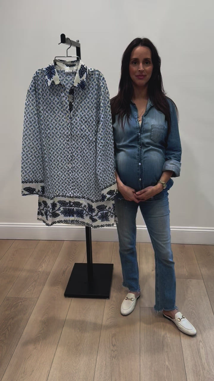 Best Seller Marie Shirt Dress in Santorini Dots by Hermoza