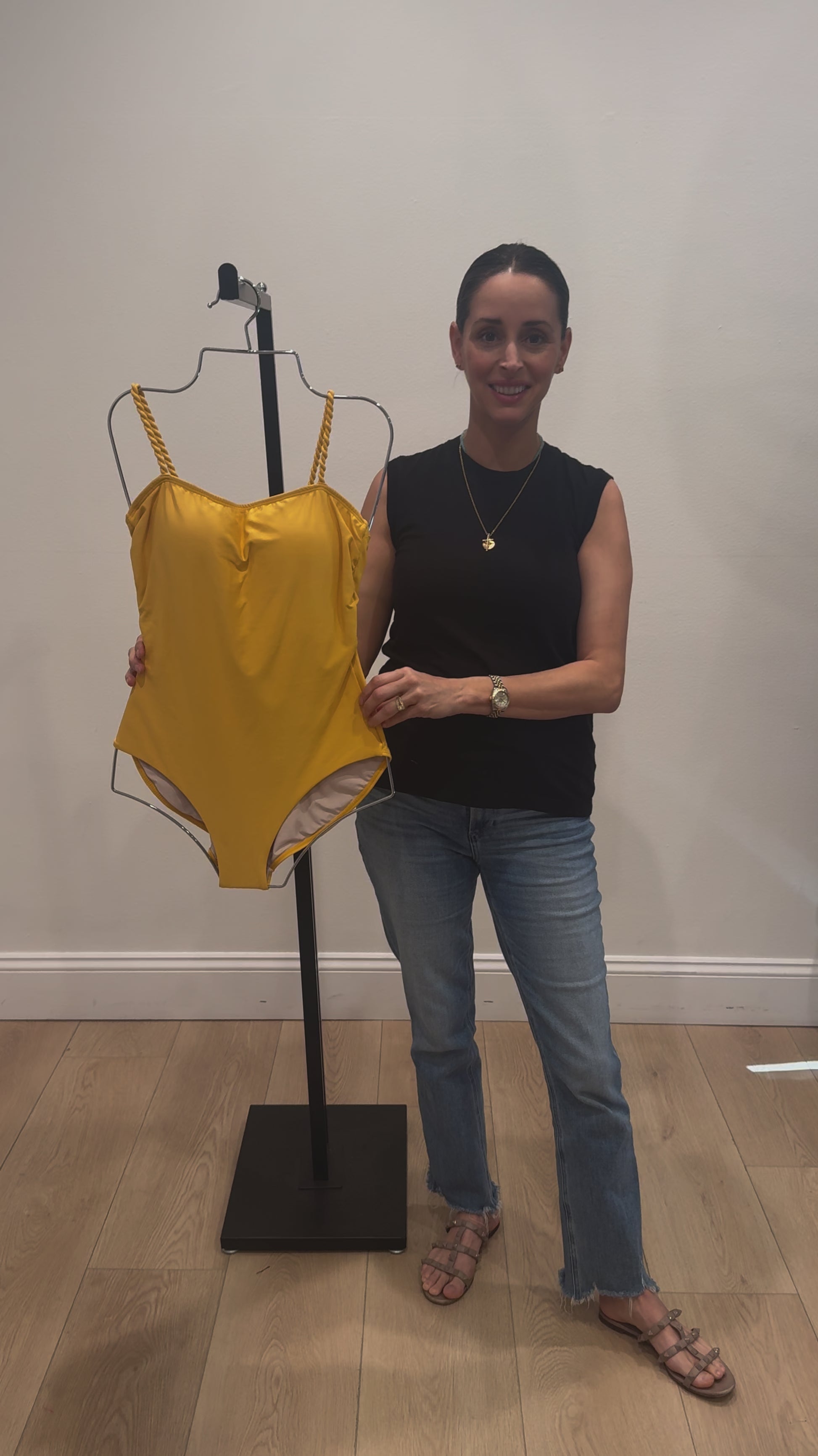 Back In Alexandra Braided Strap One-piece Swimsuit in Marigold by Hermoza