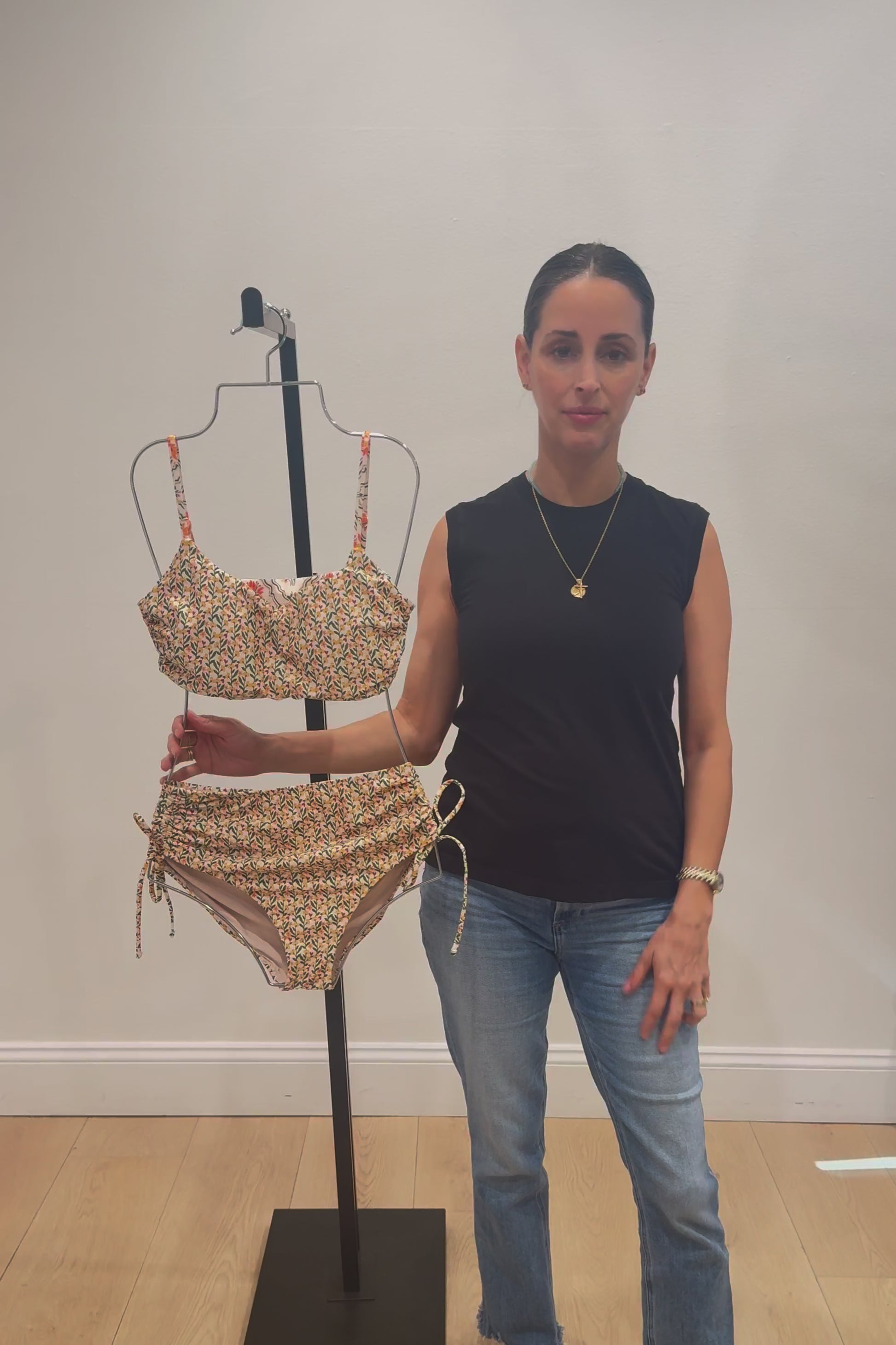 New Product Paloma Scoop Neck Reversible Top in Ditsy and Tile Floral by Hermoza