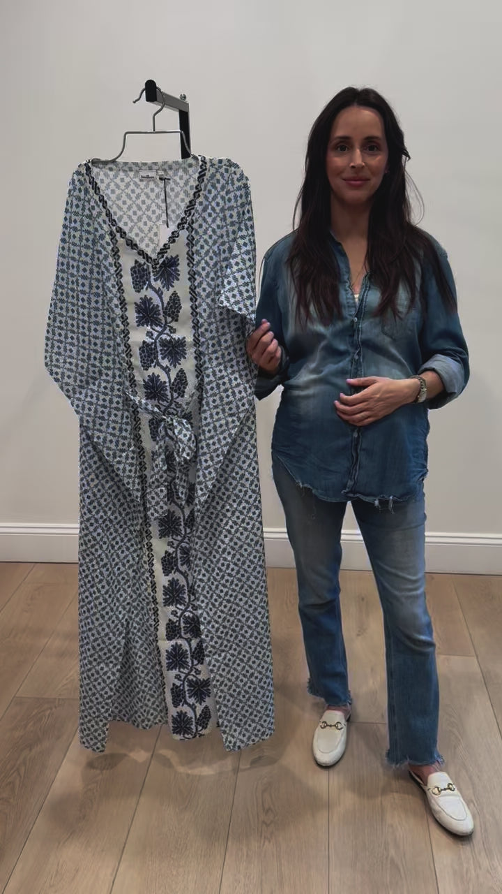 Back in Carrie Caftan in Santorini Dots by Hermoza