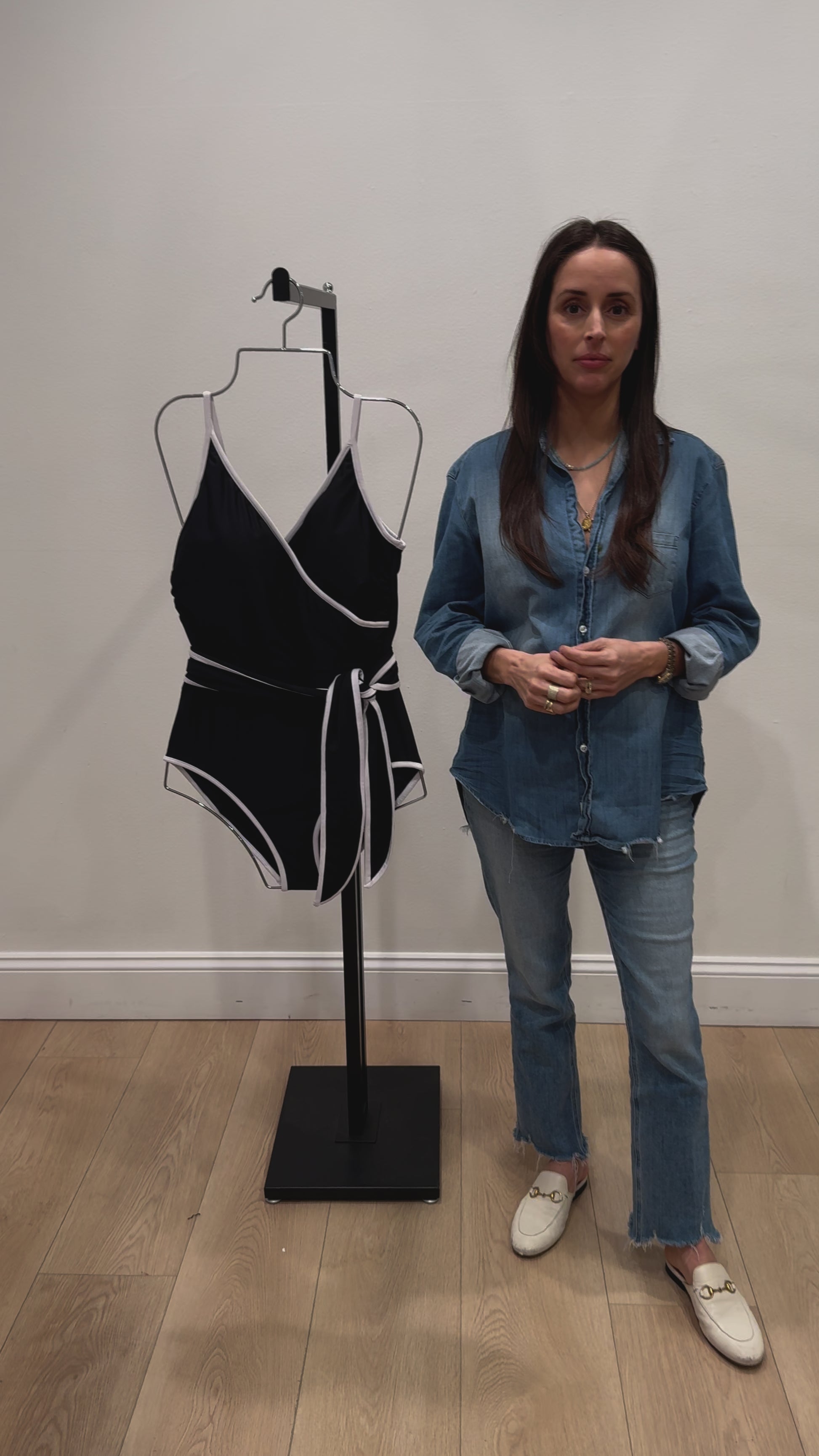 Back in Amelia V-Neck Wrap One-Piece Swimsuit by Hermoza