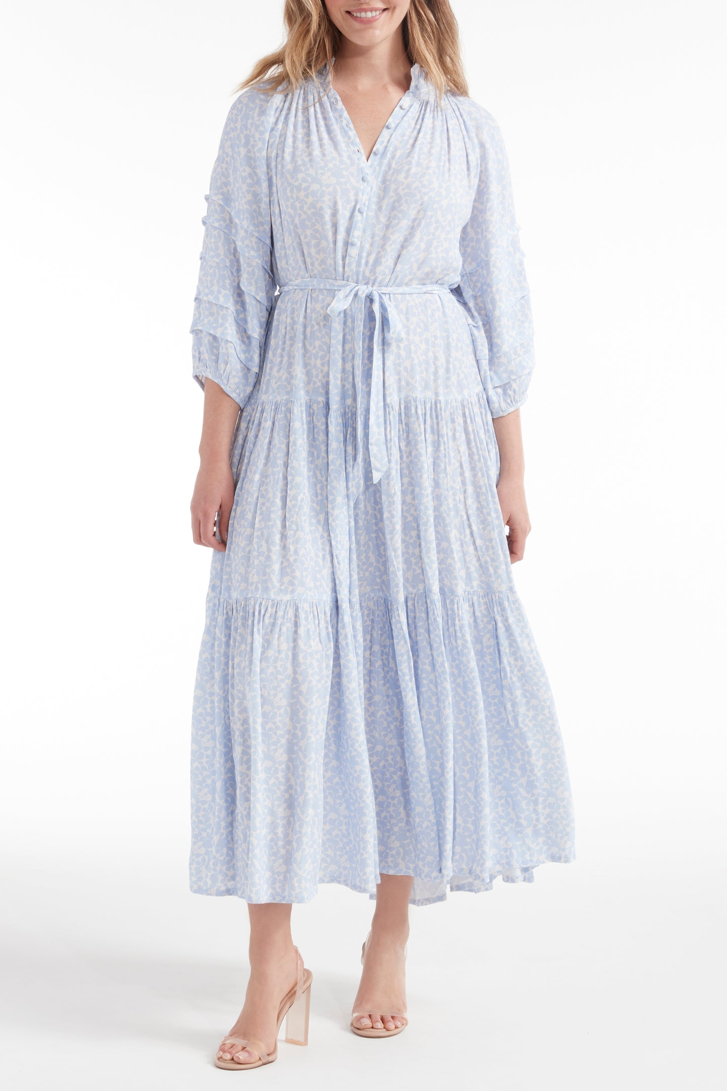Best Seller Zoey Jo Belted Tiered Maxi Dress by Hermoza