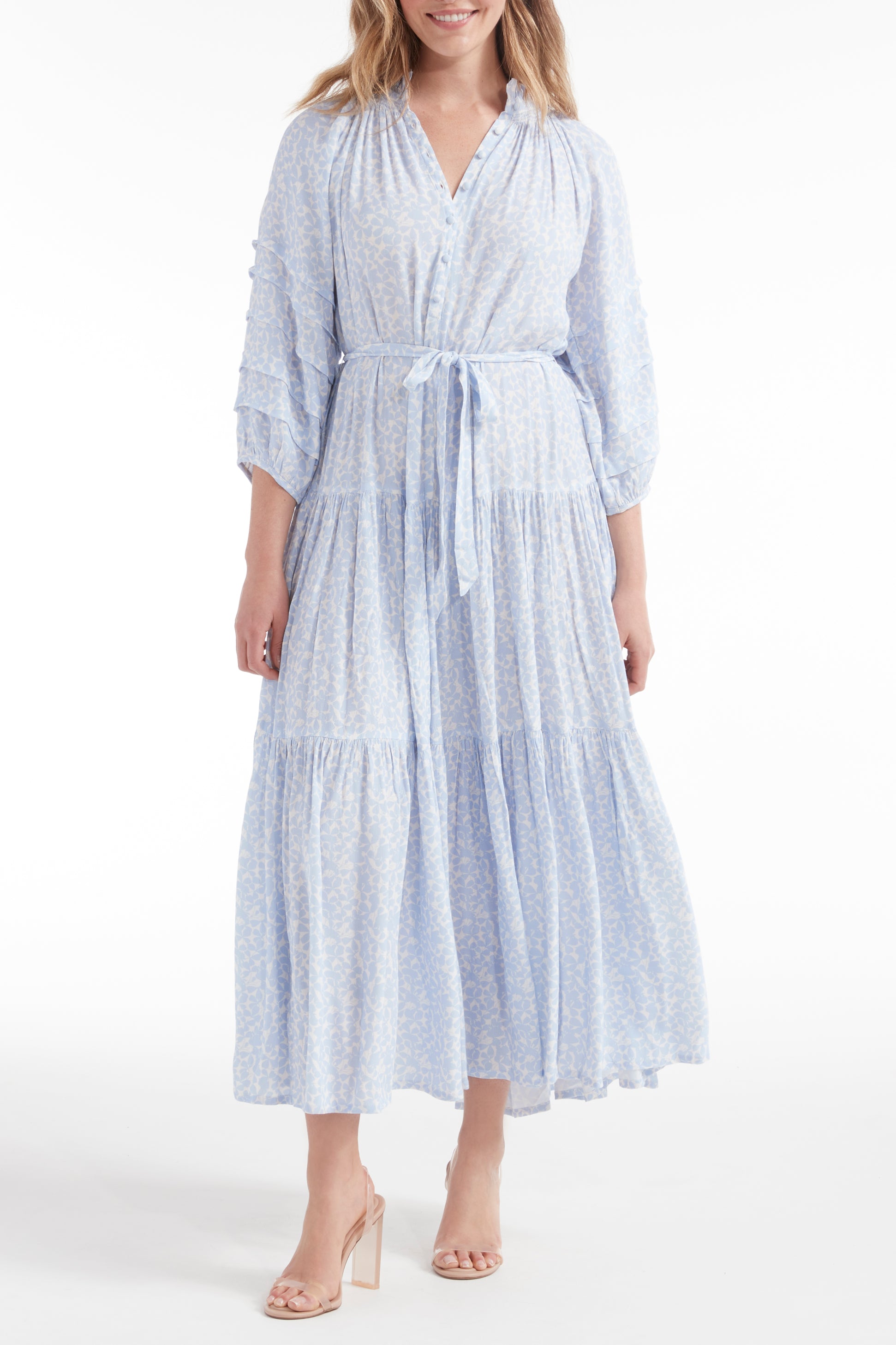 Best Seller Zoey Jo Belted Tiered Maxi Dress by Hermoza