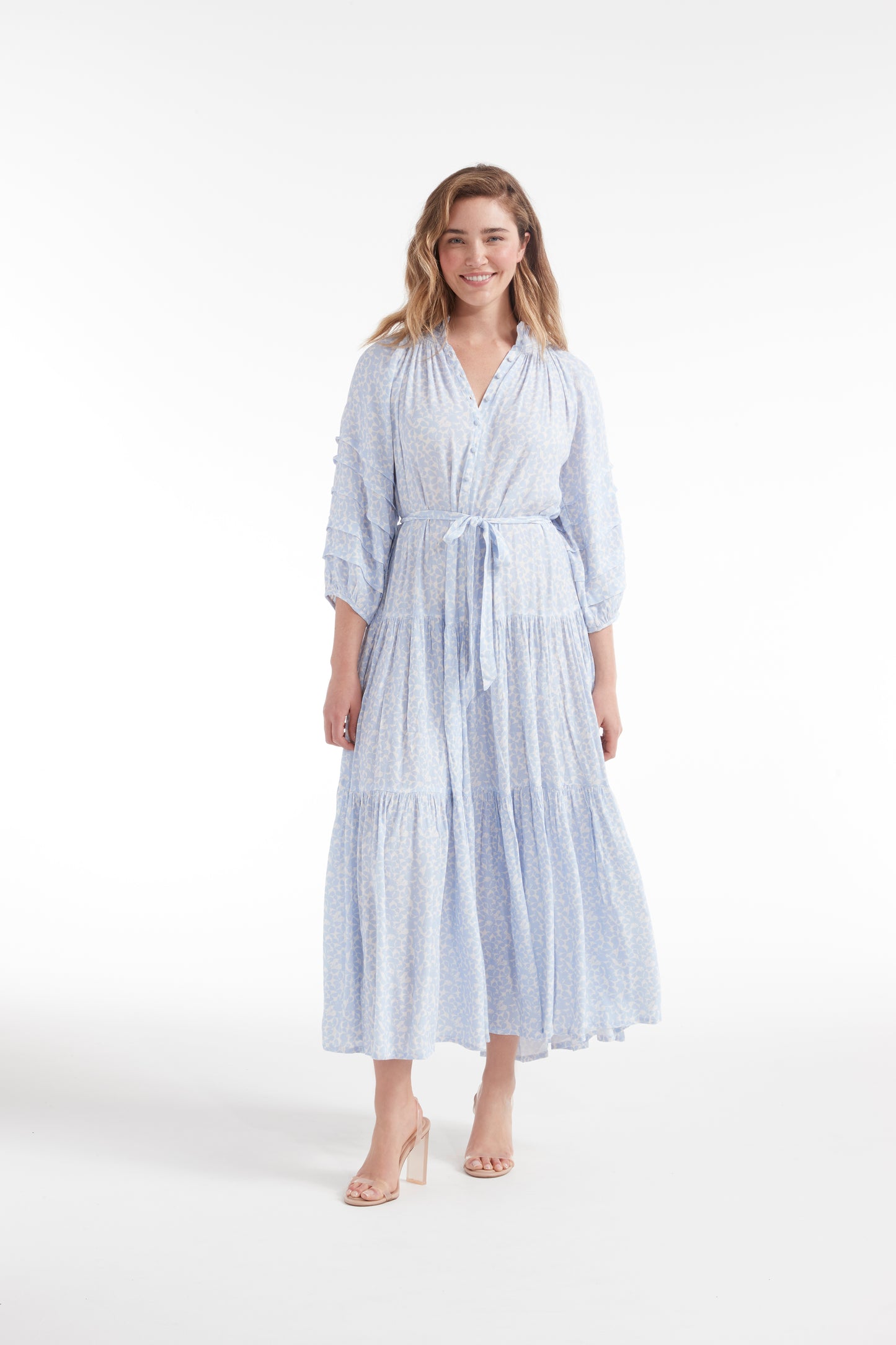 Best Seller Zoey Jo Belted Tiered Maxi Dress by Hermoza