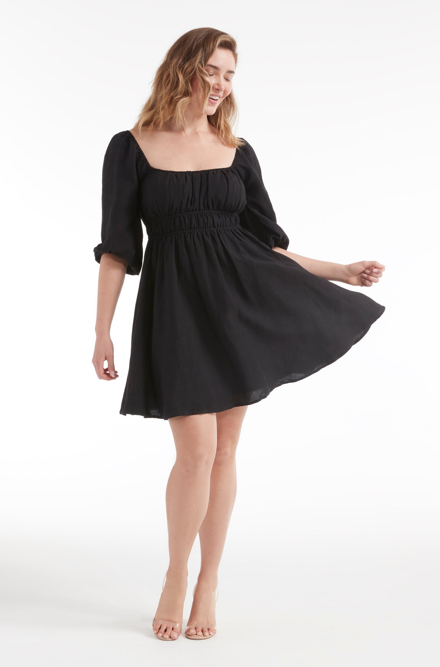 Best Seller Lala Cinched Long Sleeve Mini Dress by Hermoza
