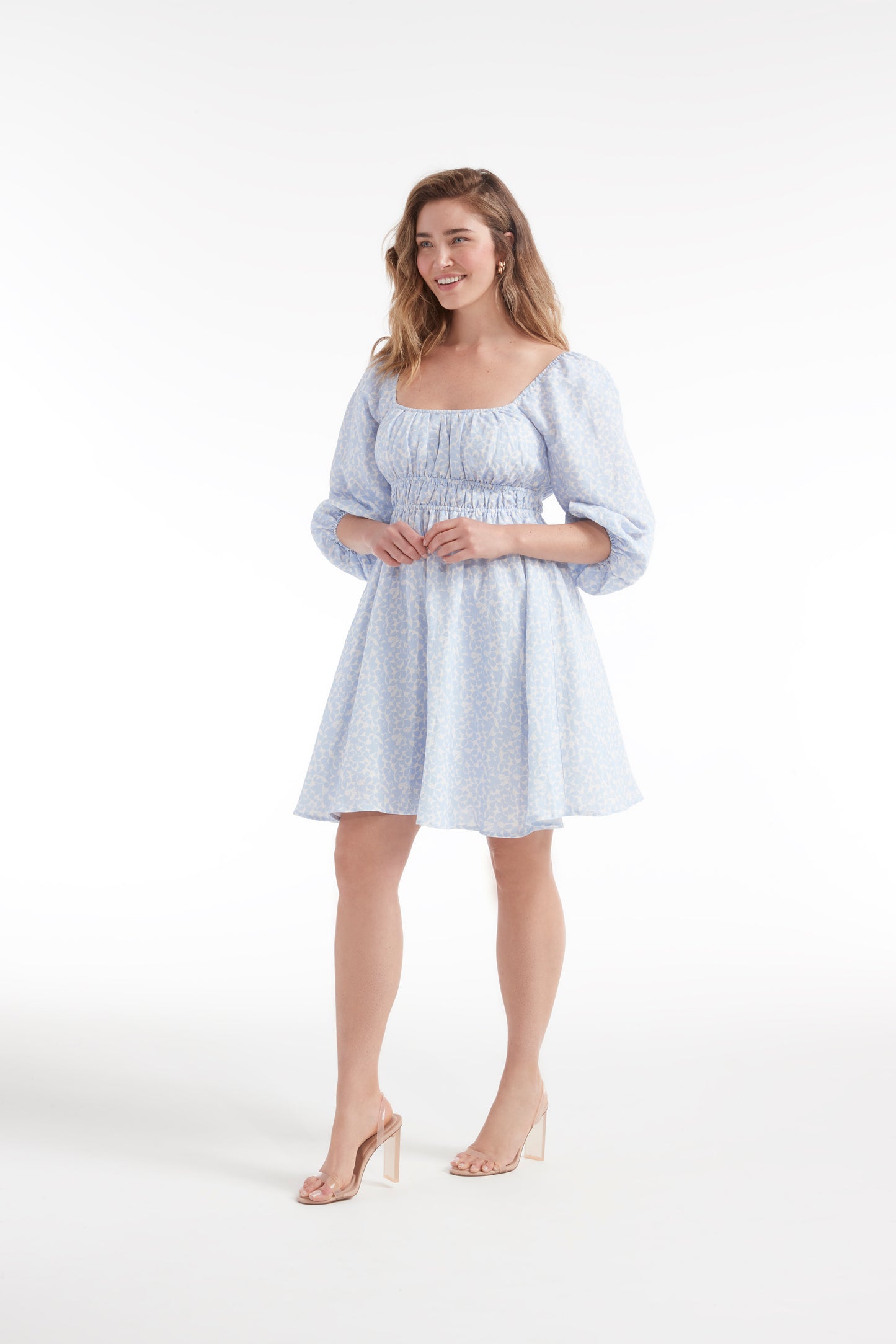 Best Seller Lala Cinched Long Sleeve Mini Dress by Hermoza