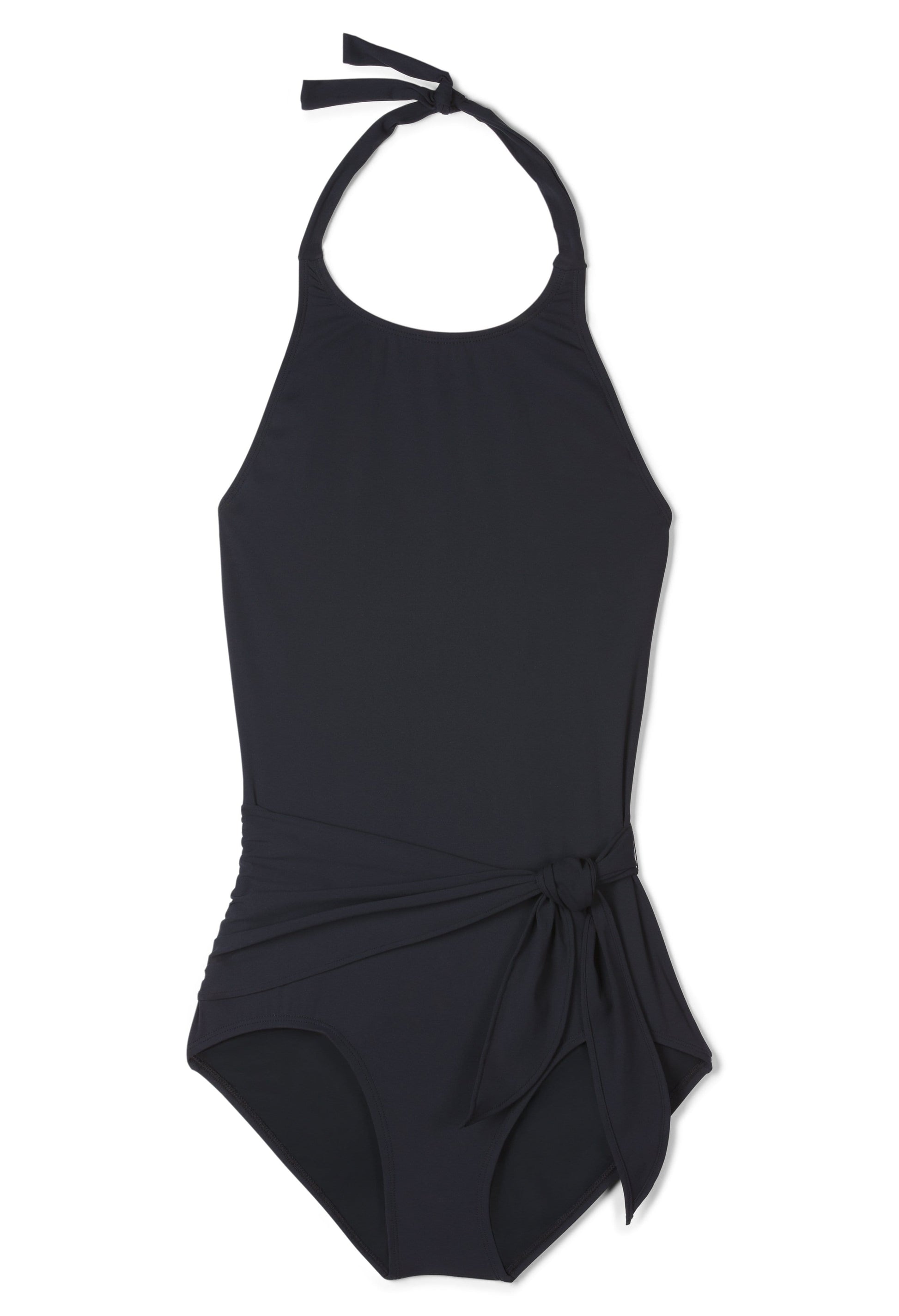 Best Seller Genevieve High Halter Neck Sash Tie One-Piece Swimsuit by Hermoza