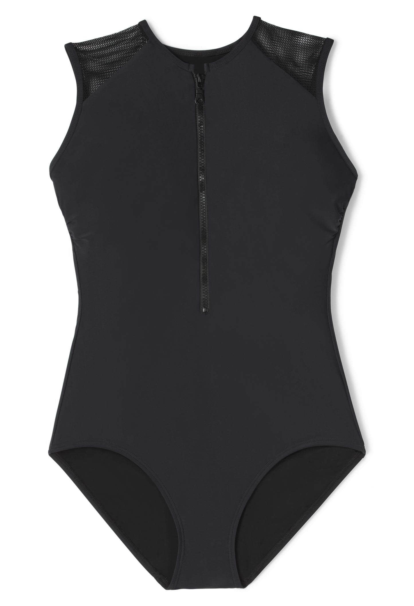 Best Seller Katherine Zipper High-Necked One-piece Swimsuit in Black by Hermoza