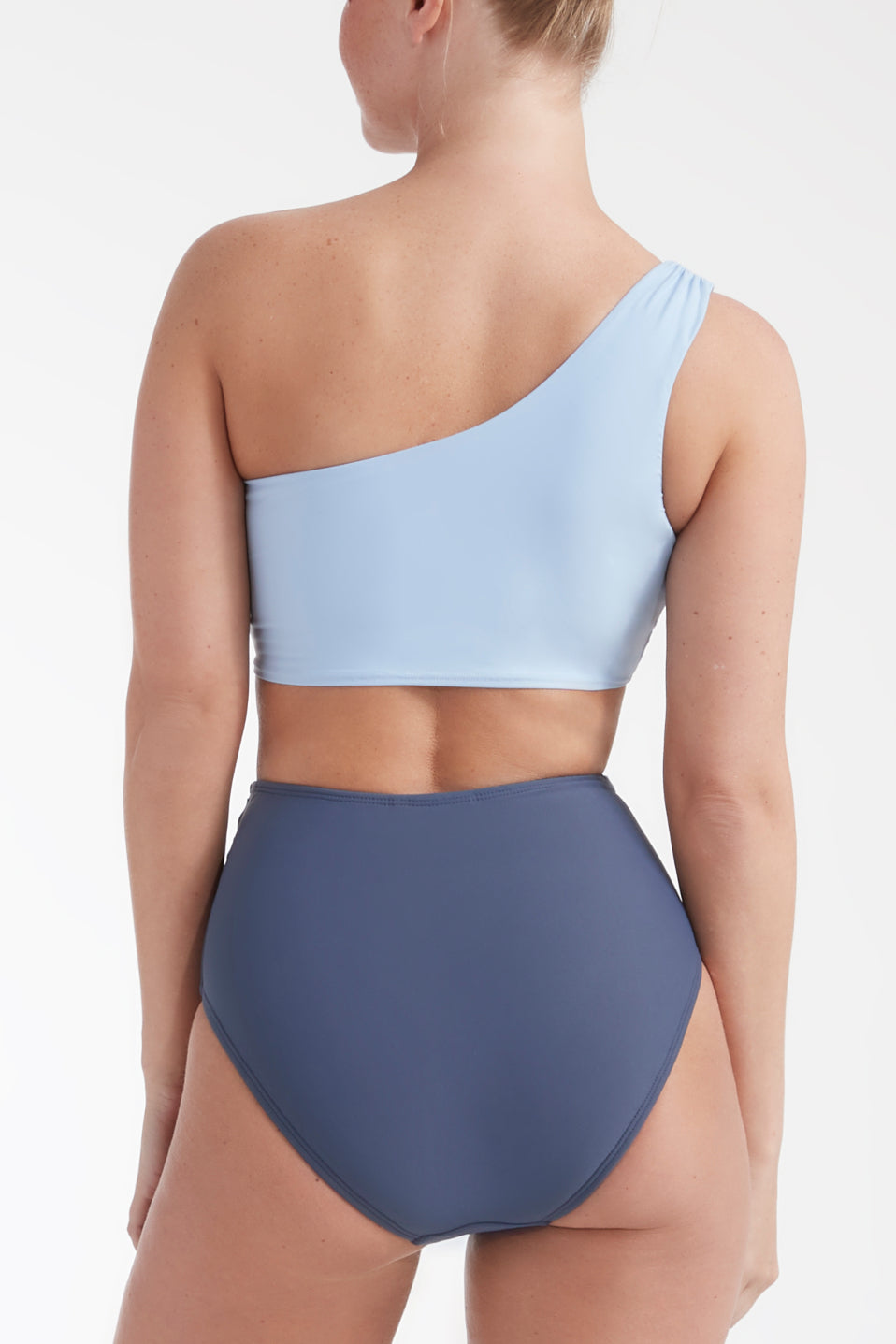 Best Seller Gianna One Shoulder Two-Piece Bikini Top in Blue by Hermoza