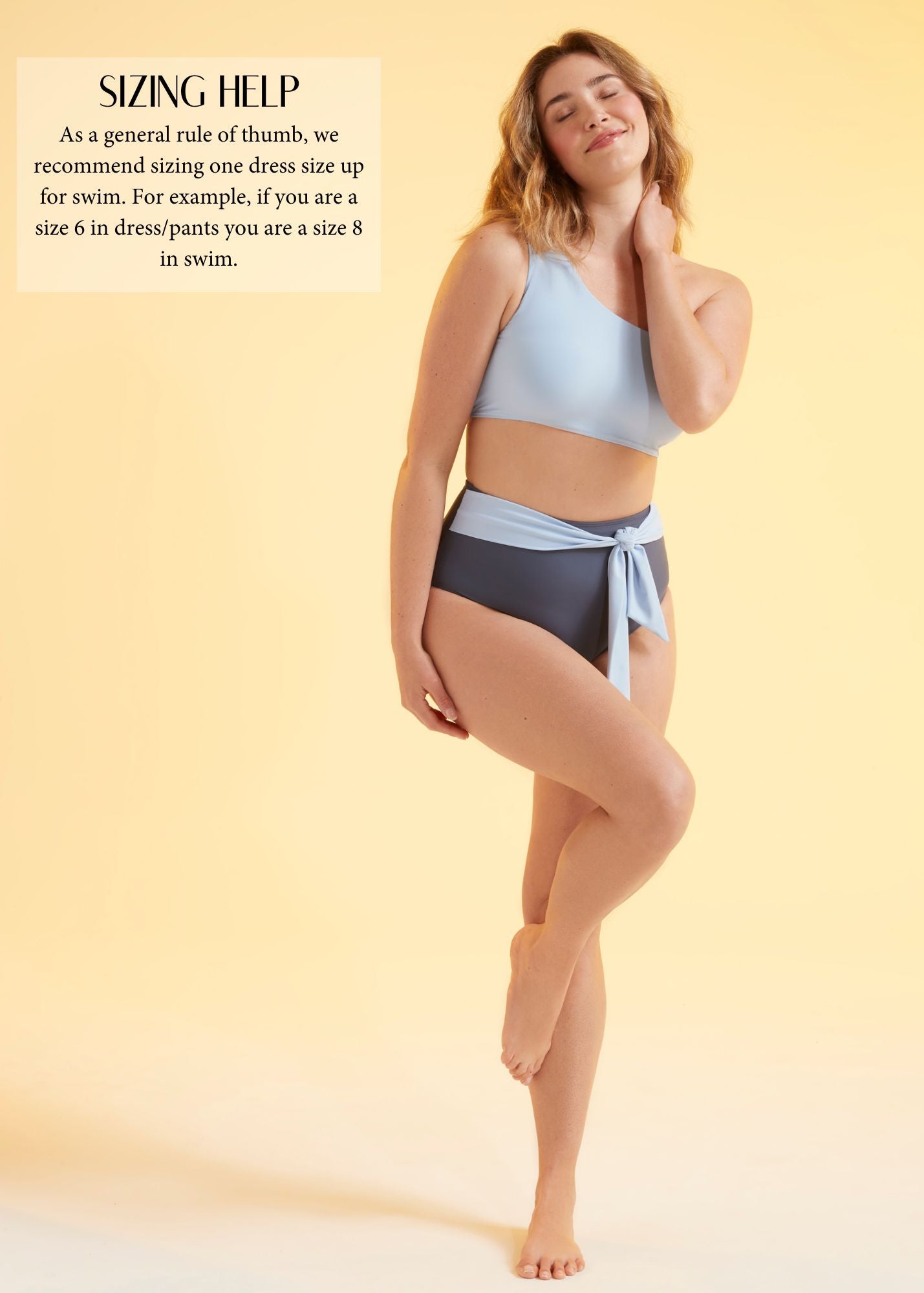 Best Seller Tiffany Tankini High Waisted Sash Tie Two-Piece Bottom in Color Blocked Blues by Hermoza