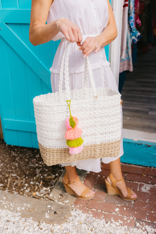 Coastal Knit Boardwalk Citron Tote by Squeeze de Citron