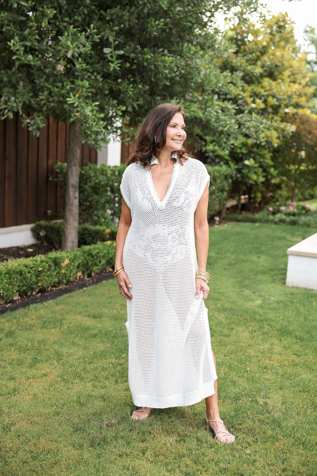 Yvette Collar Tank in White - PREORDER