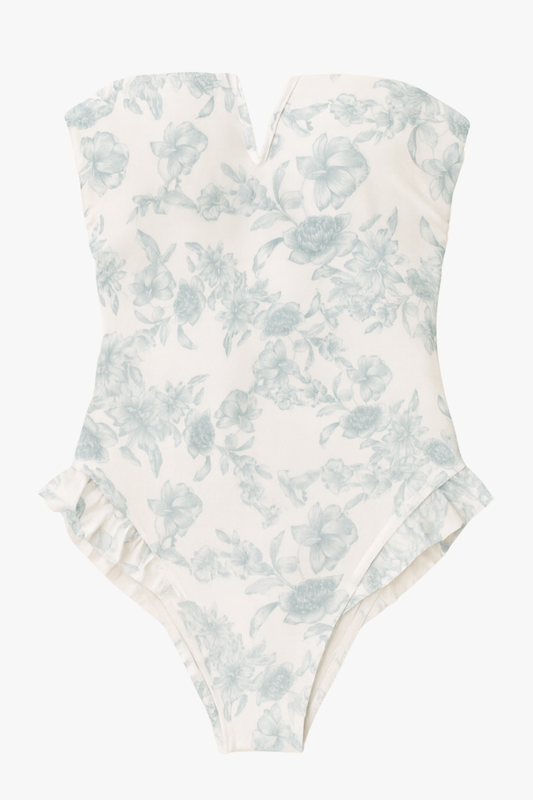 Abigail Strapless One-Piece Swimsuit in Daylight Saunter