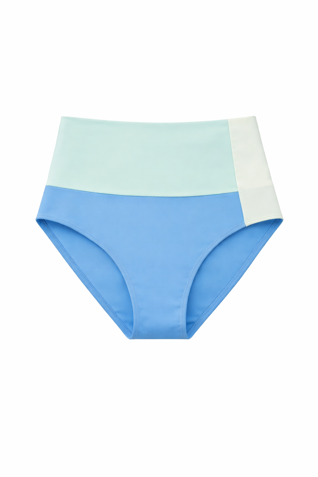 Emma High Waisted Bottoms in Color Block Blues - FINAL SALE
