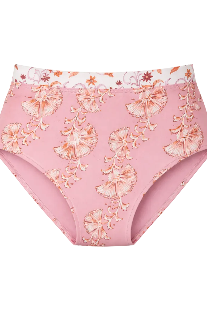 Lauren High Waisted Two-Piece Swimsuit Bottom in Fiori Dipinti - FINAL SALE