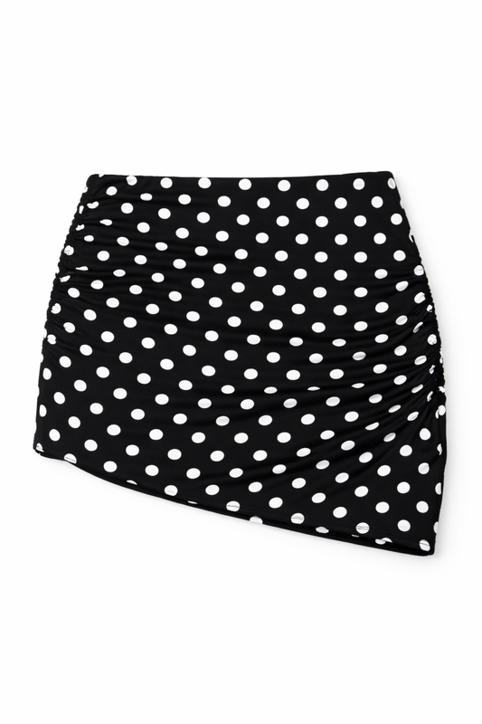 Ellen Ruched Reversible Swim Skirt in Polka Confetti - FINAL SALE