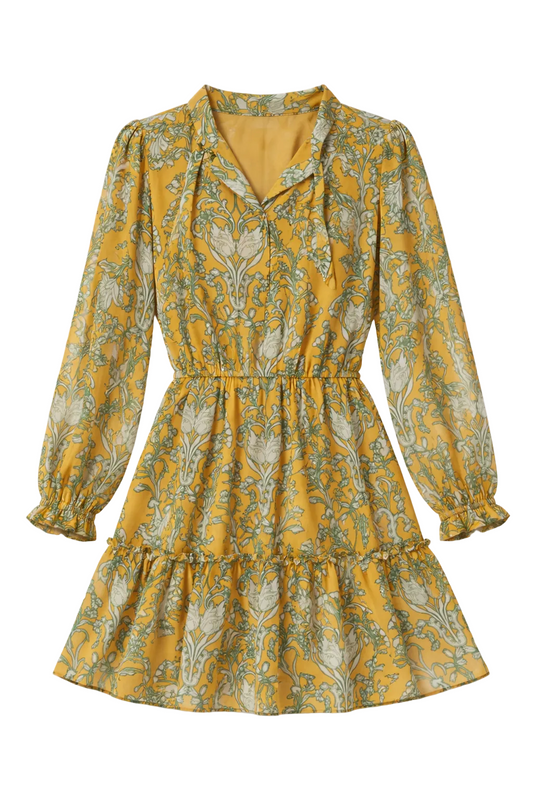 Lee Collar Neck Mini Dress in Saffron - FINAL SALE