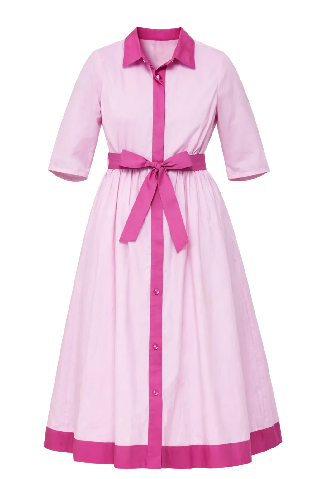Francesca Collared Belted Maxi Dress in Pink - FINAL SALE
