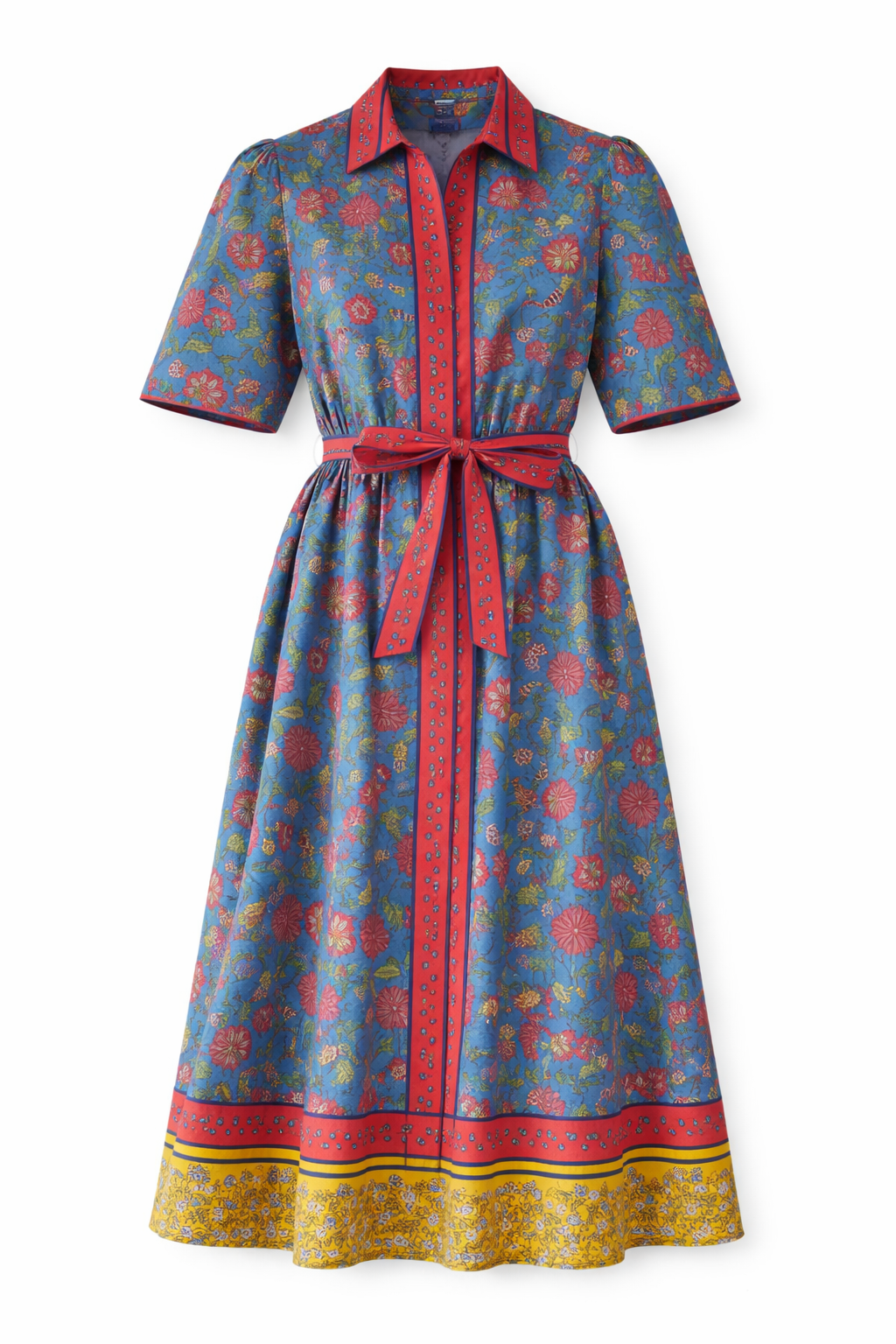 Alexandra Collar Belted Tie Midi Dress - FINAL SALE