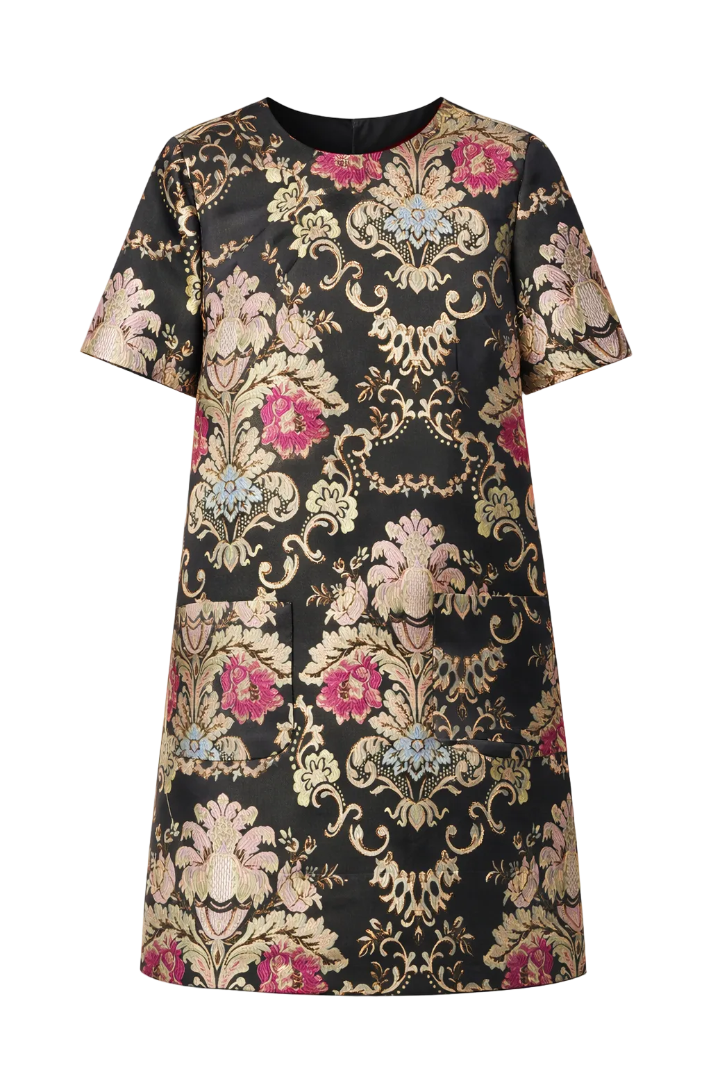 Joyce Shift Mini Dress in Black Jacquard - FINAL SALE