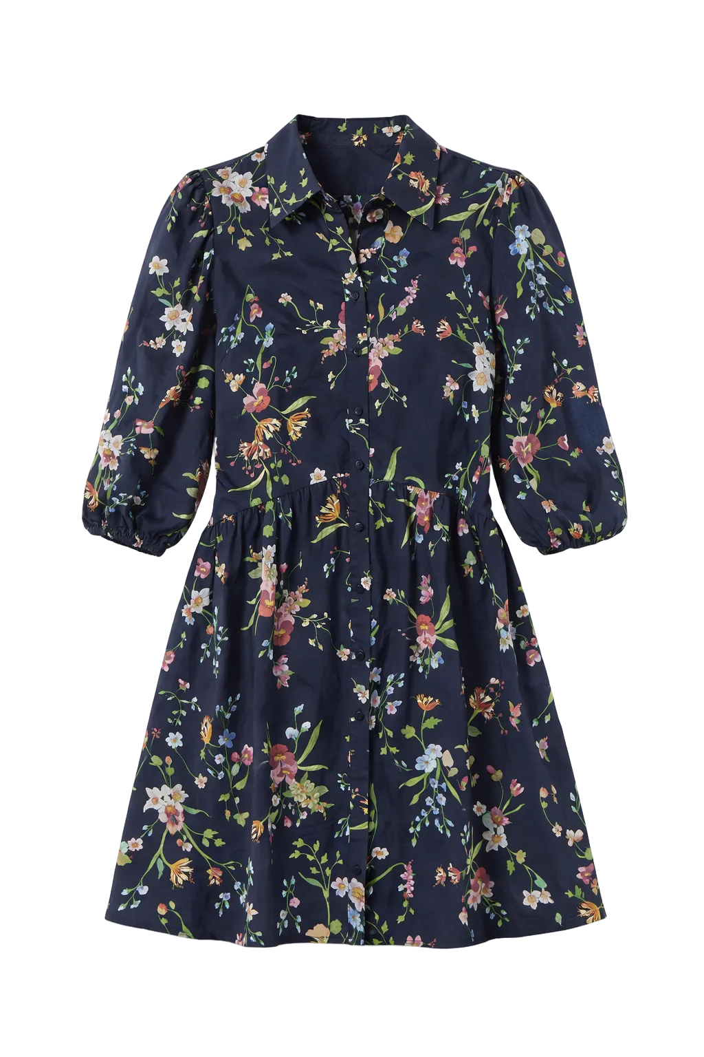 Katie Collared Mini Shirt Dress in Black Floral - FINAL SALE