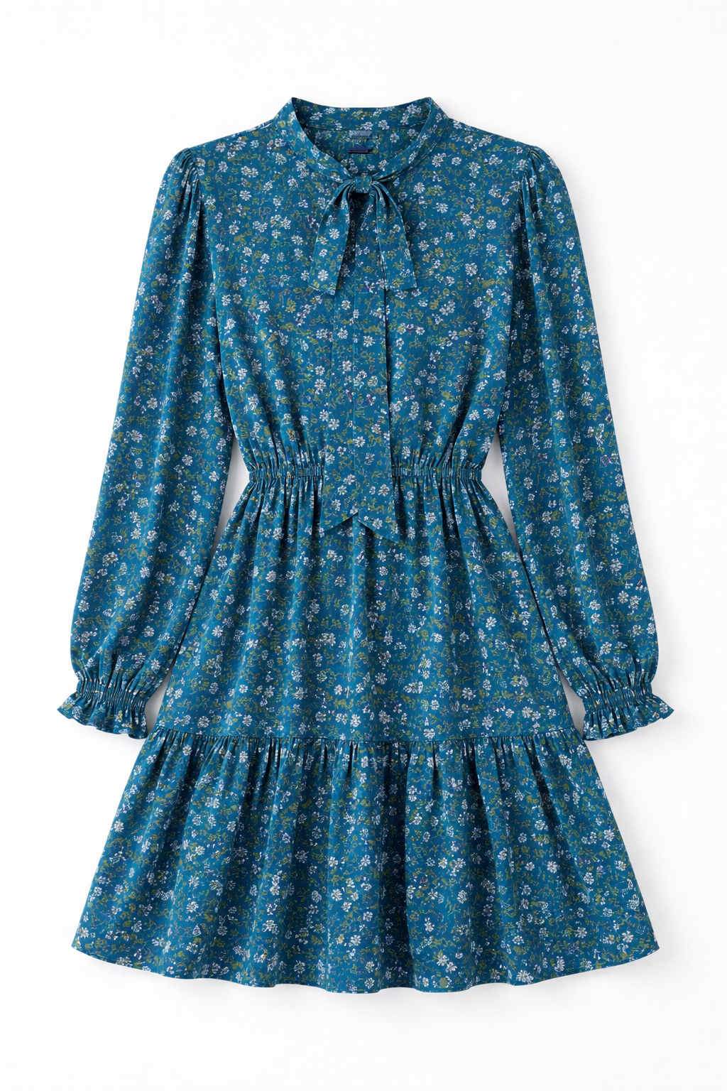 Lee Collar Neck Mini Dress in Blue Floral - FINAL SALE