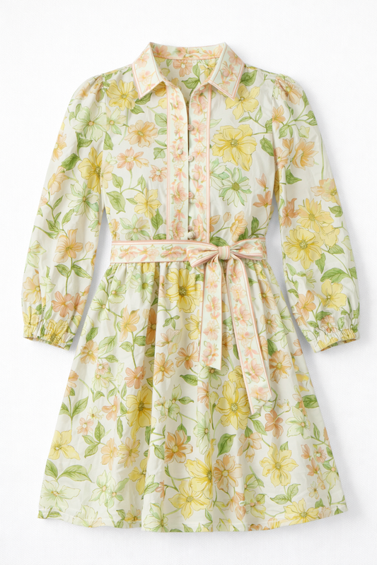 Halle Collared Belted Mini Dress in Sights of Springs - FINAL SALE