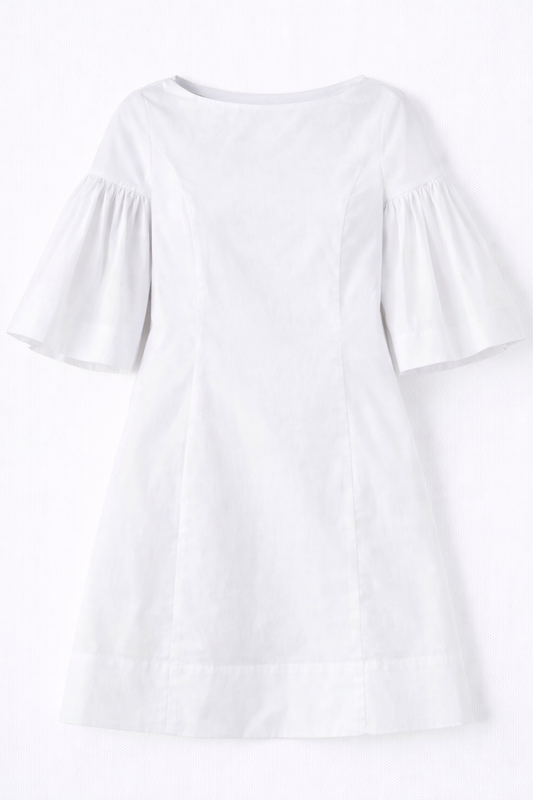 Magdalena Flounce Short Sleeve Mini Dress in White - FINAL SALE
