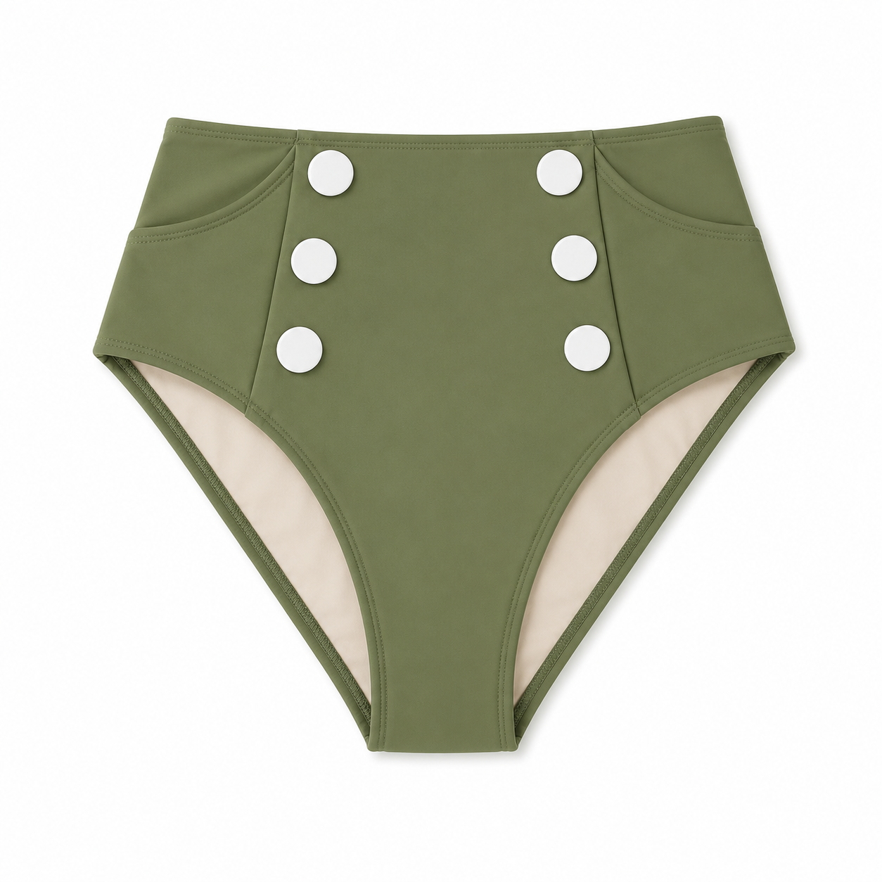 Kristina Button Highwaisted Swimsuit Bottom in Vine