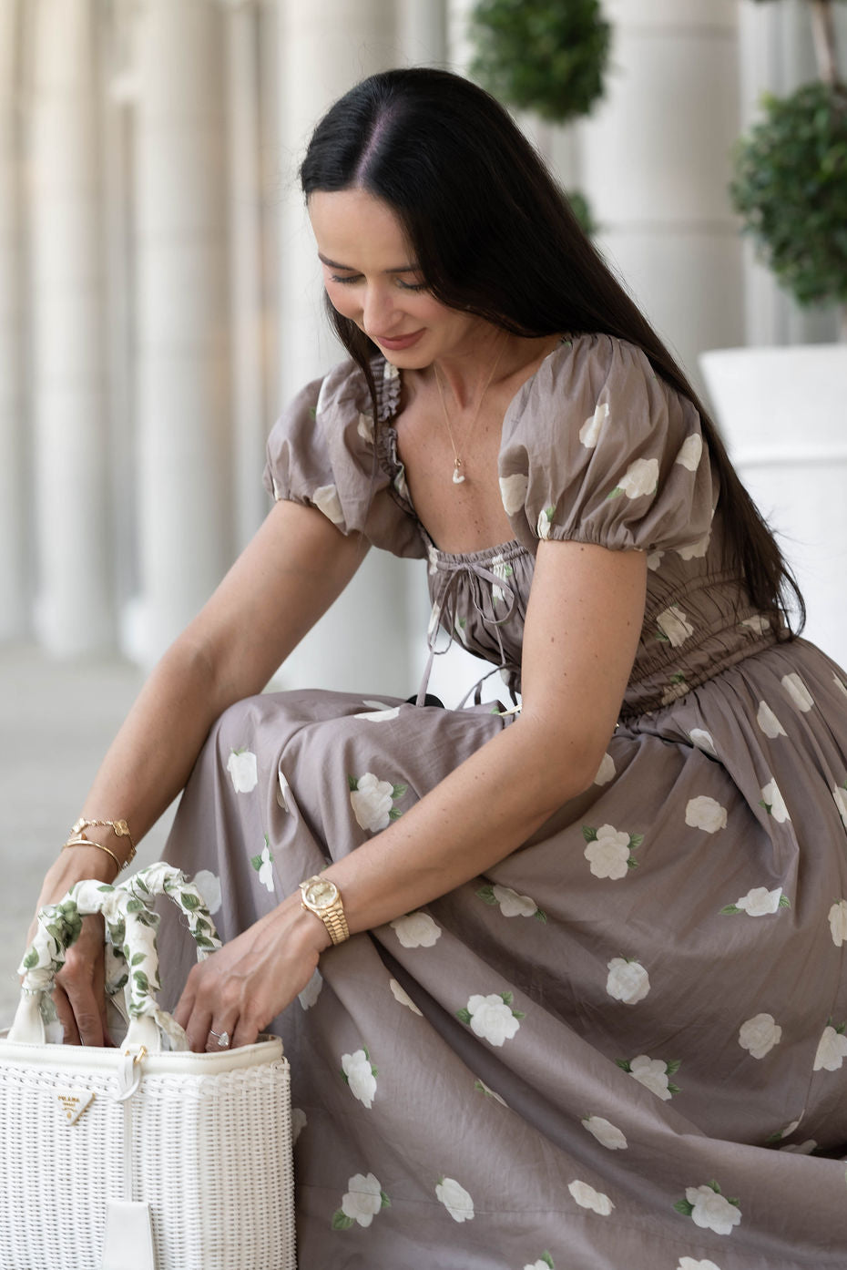 Cotton Voile Puff Sleeve Midi Dress in Wildflower Wildflower Lane / L