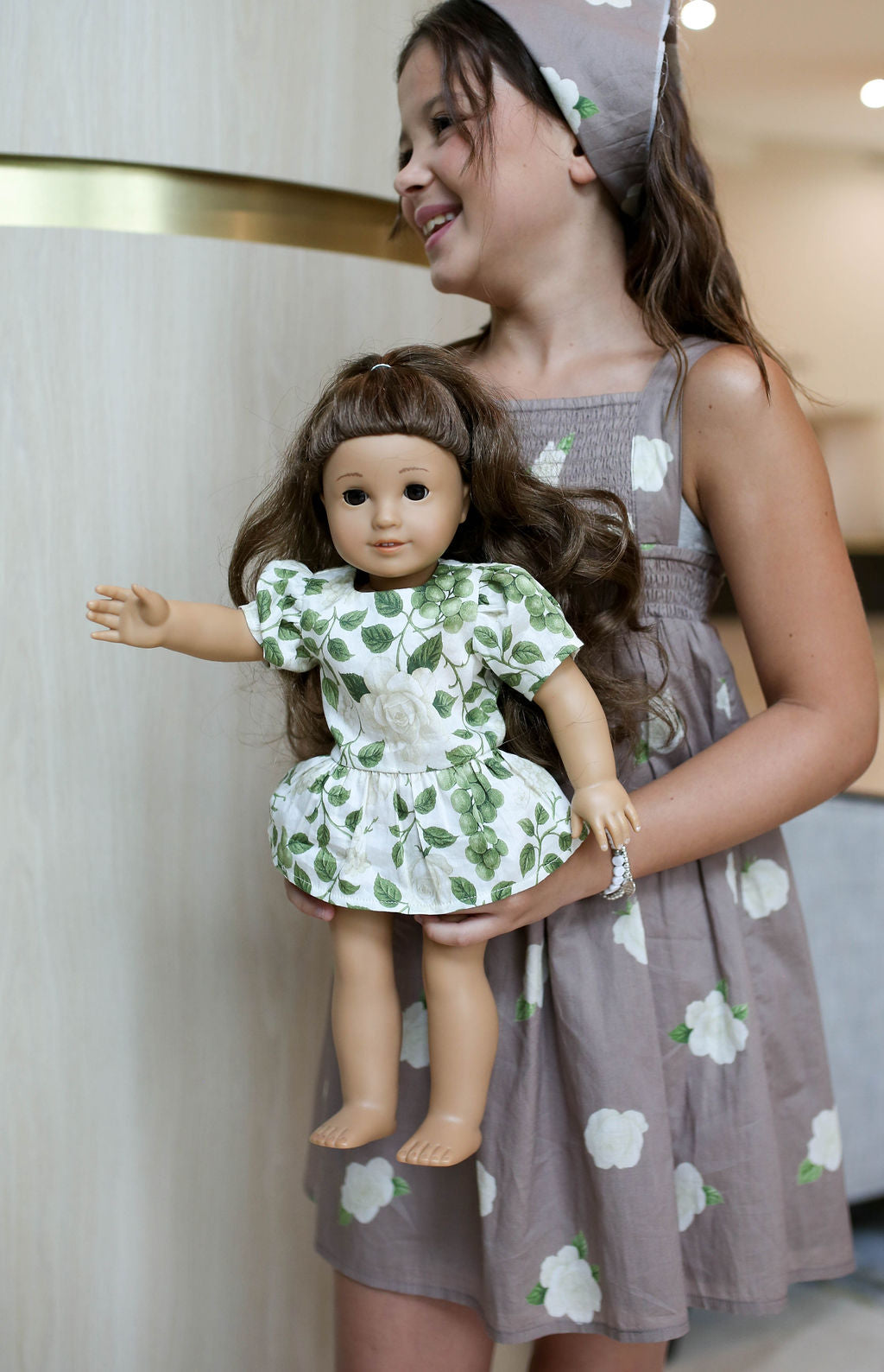 Victoria 18 inch Little Doll Dress in Roses on the Vine