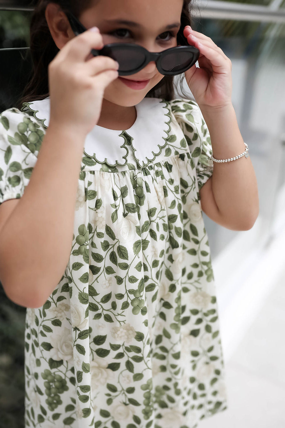 Little Rosie Scallop Collar Dress in Roses on the Vine