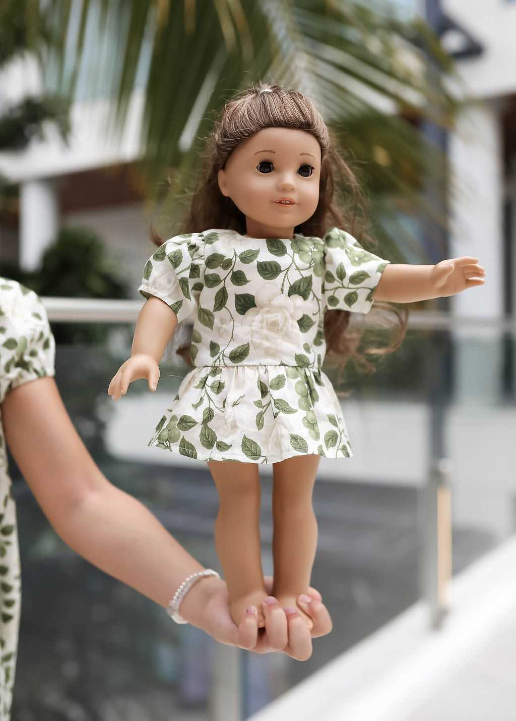 Victoria 18 inch Little Doll Dress Roses on Vine