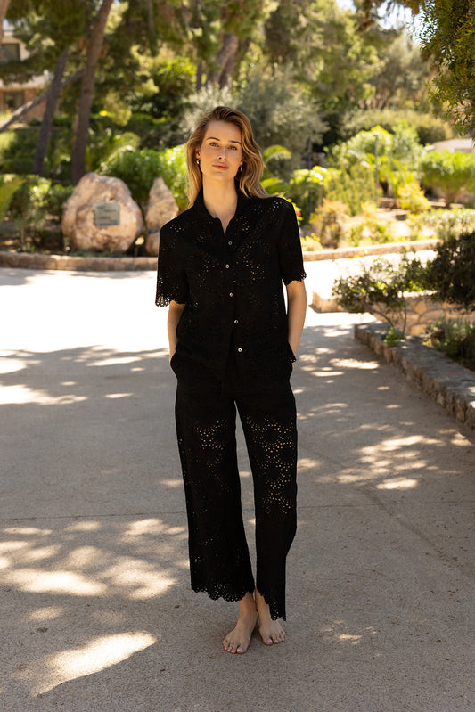 Dana Pull On Pant in Black Eyelet