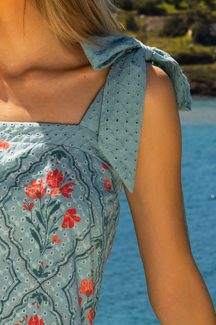Hilary Bow Tie Mini Dress in Wallpaper Wonder