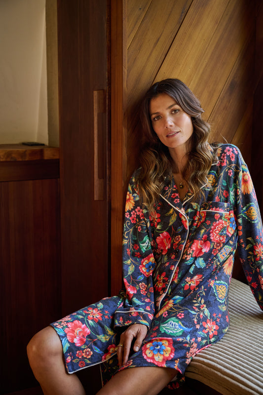 Cecilia Pajama Magnetic Dress in Blue Floral