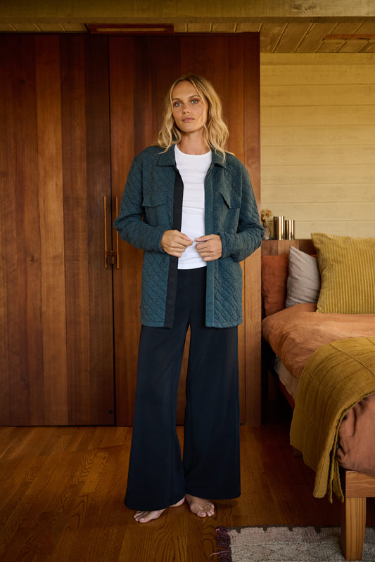 Abuelo Quilted Jacket in Blue Heather