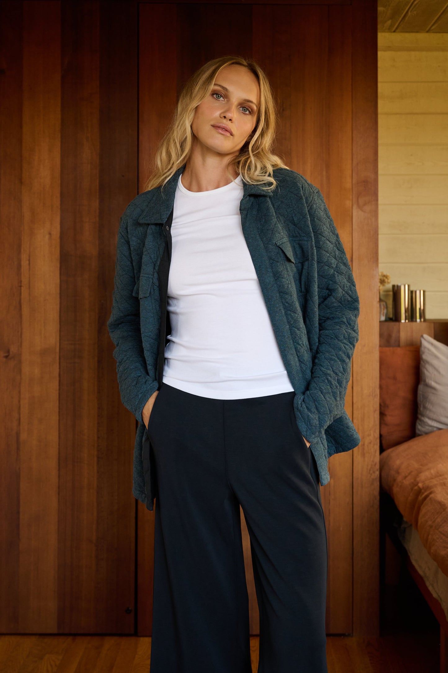 Abuelo Quilted Jacket in Blue Heather