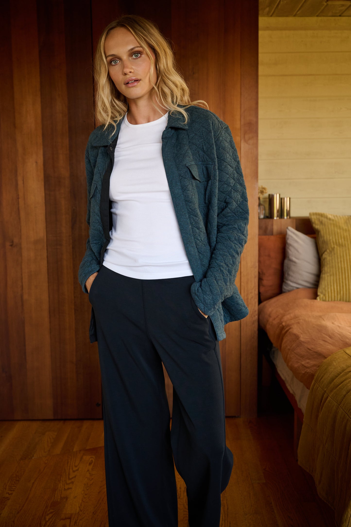Abuelo Quilted Jacket in Blue Heather