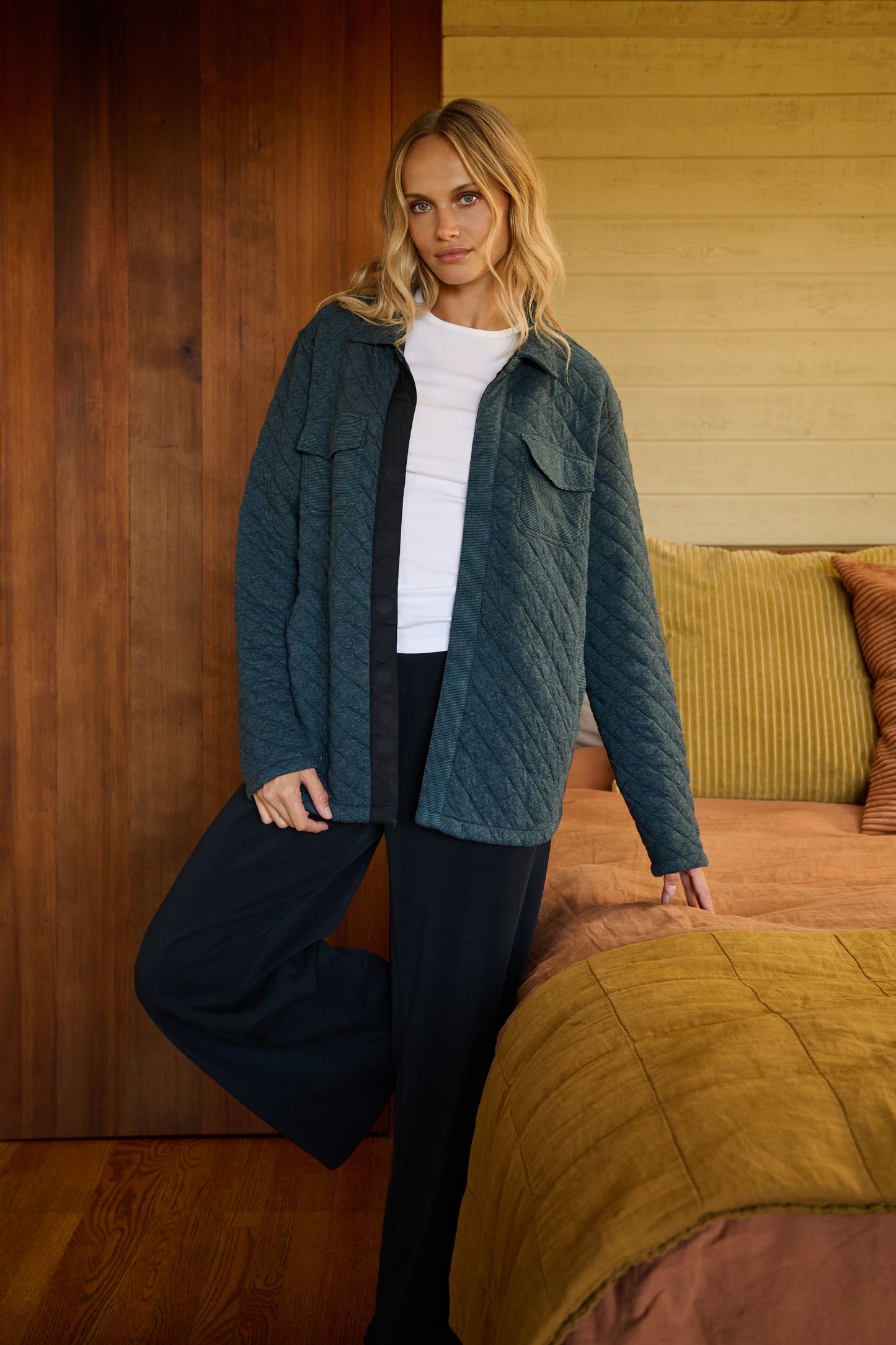 Abuelo Quilted Jacket in Blue Heather