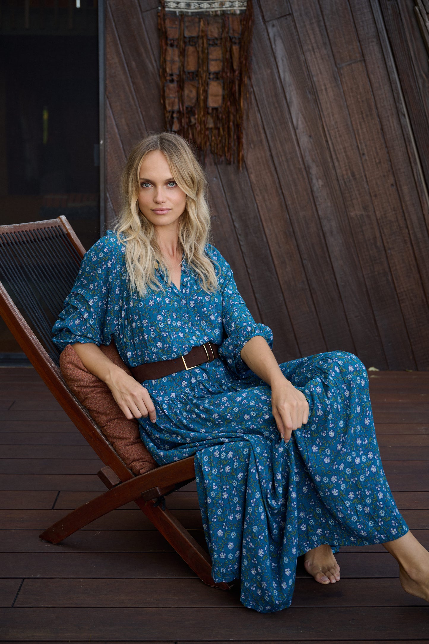 Zoey Jo Belted Tiered Maxi Dress