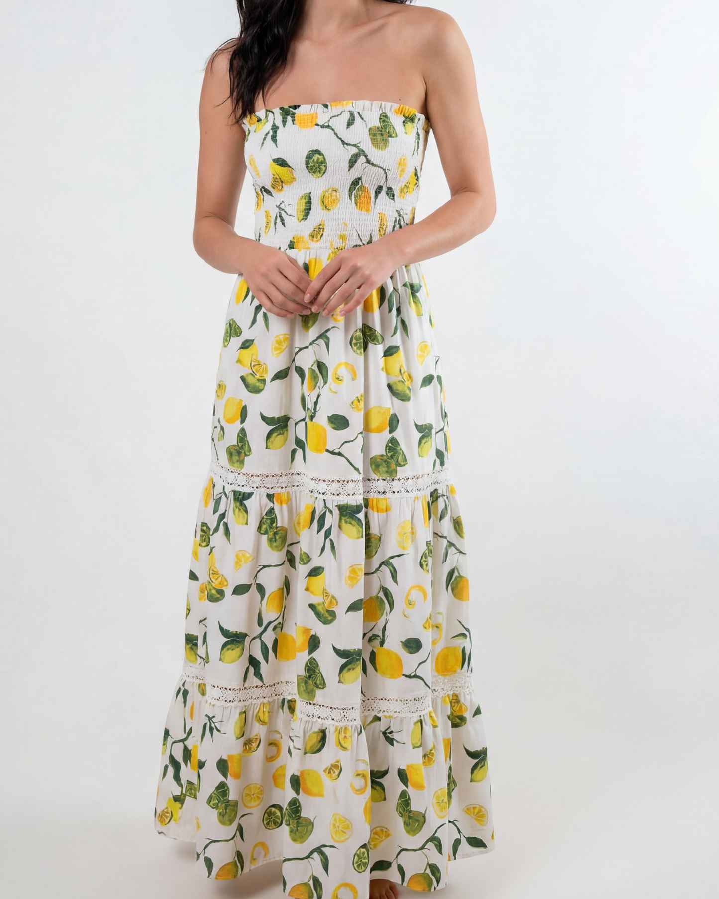 Dominique Smocked Long Cover-up Dress in Slice of Life