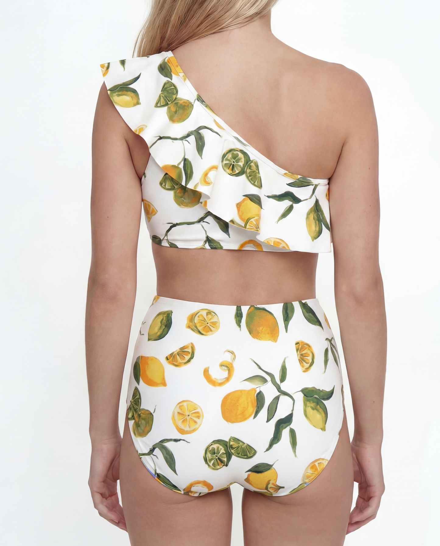 Vanessa One Shoulder Ruffle Two-Piece Bikini Top in Slice of Life