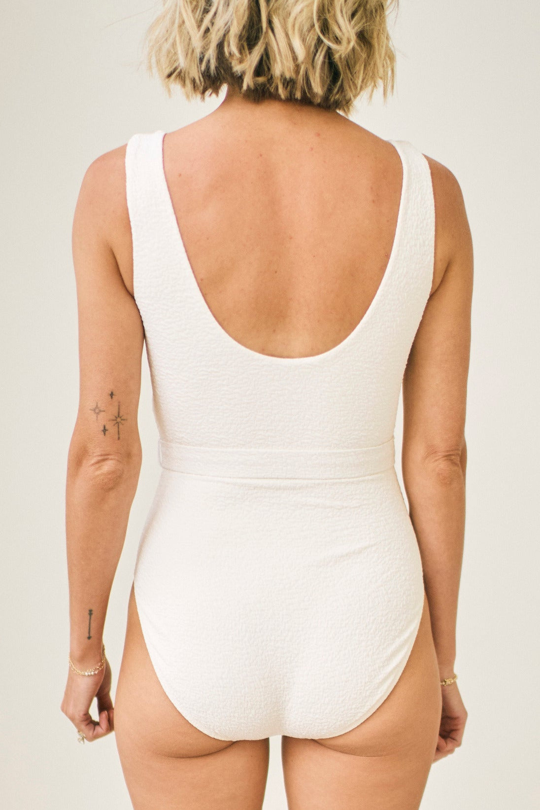 Joan Belted One-Piece Swimsuit in White Haze - Preorder Exclusive
