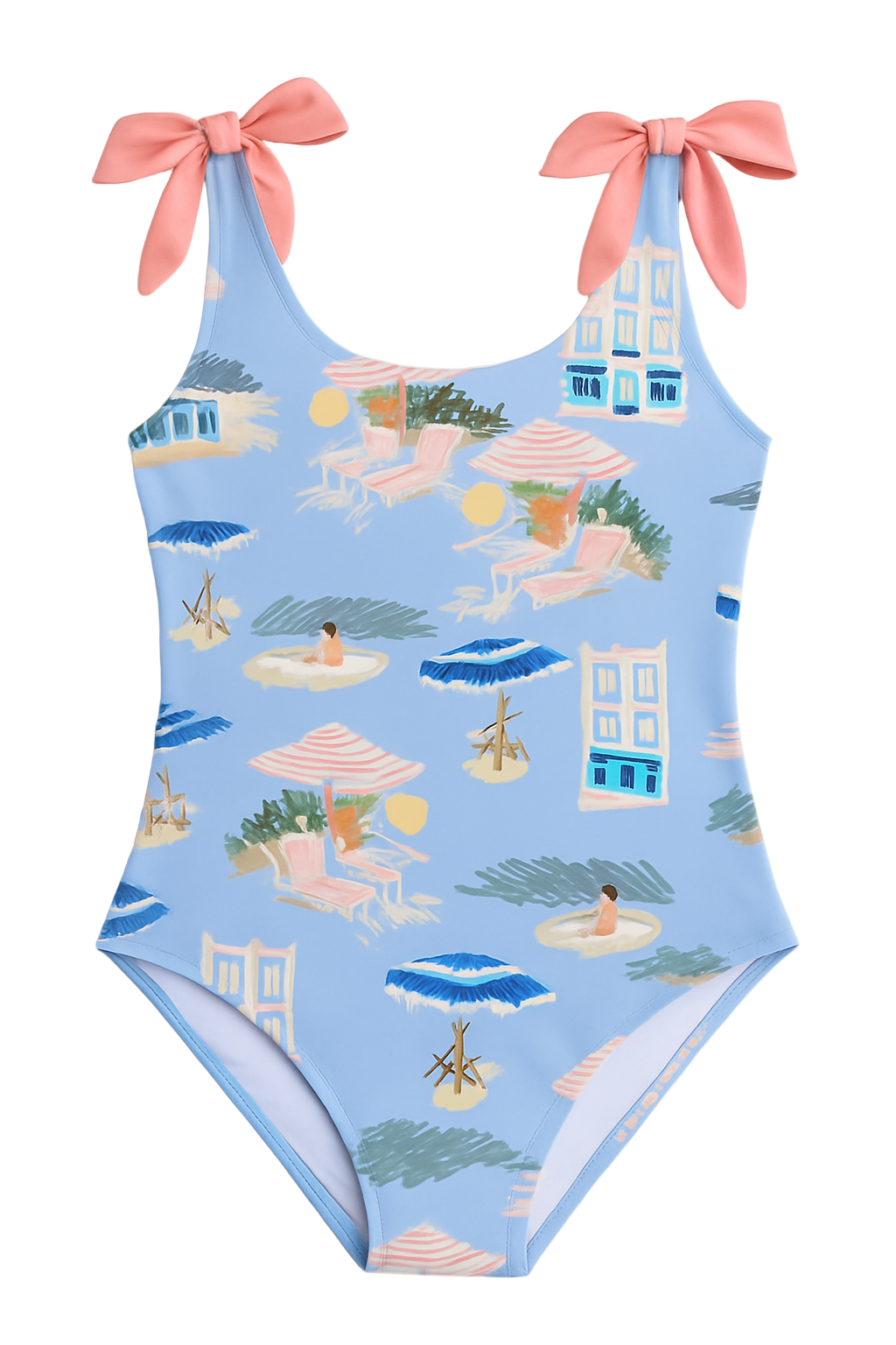 Little Brit Tie Strap One-Piece Swimsuit in Coast to Coast