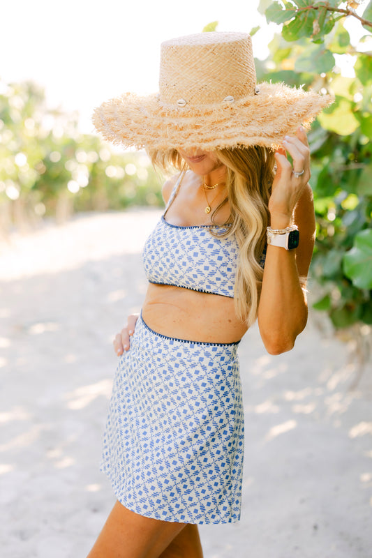 Alyssa Reversible Bikini Top in Santorini Dots