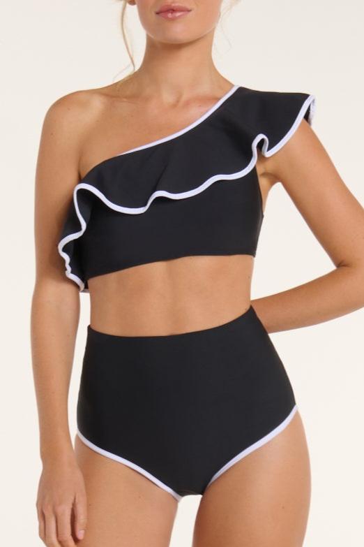 Vanessa One Shoulder Ruffle Two-Piece Bikini Top