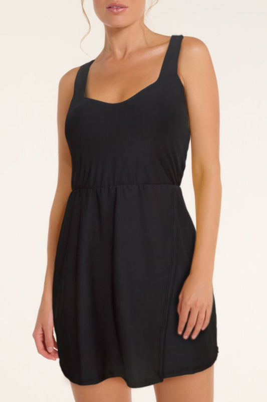 New in Gabriela Swim Dress in Black by Hermoza 