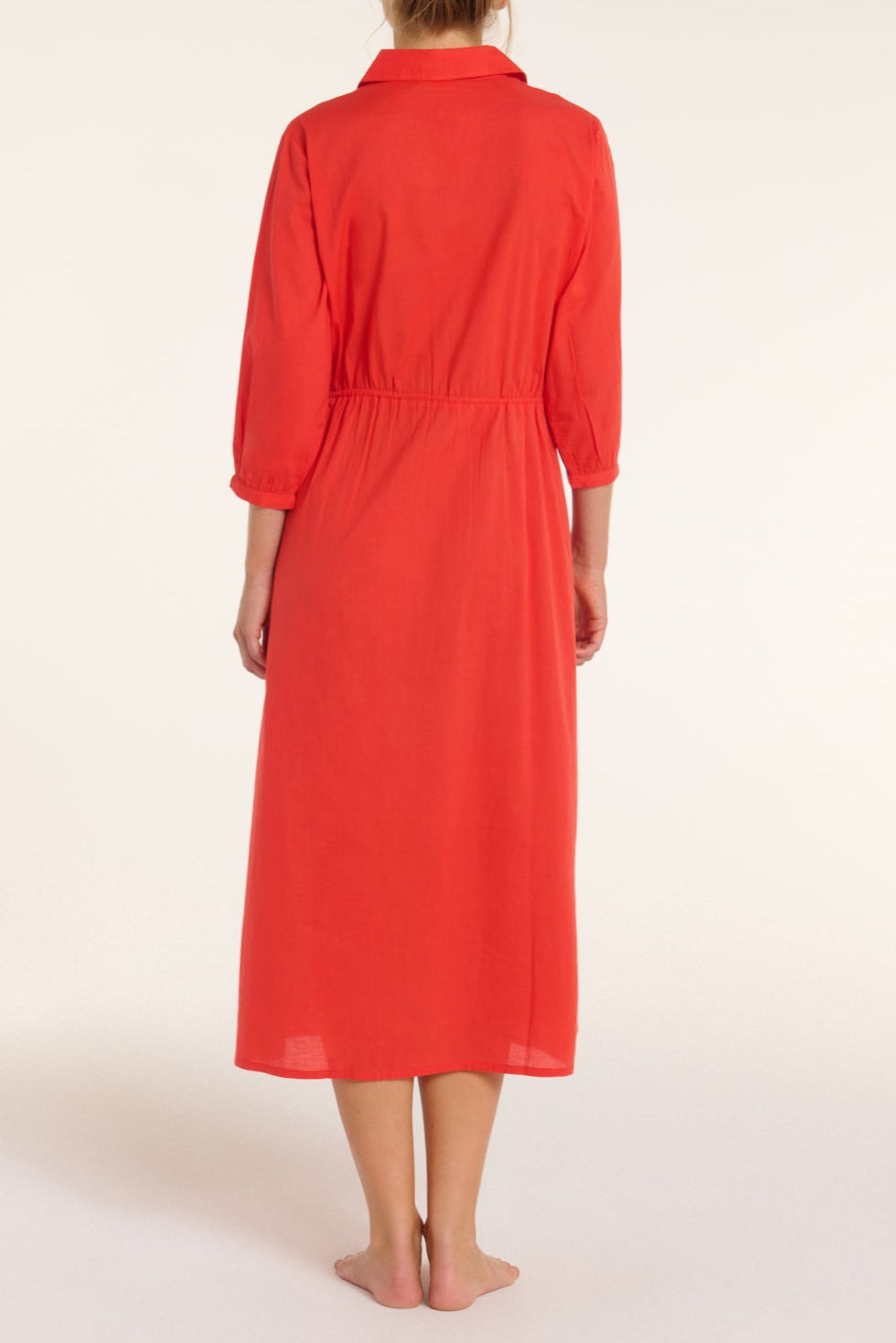 Natalia Cinched Tie Cover Up in Red Orange